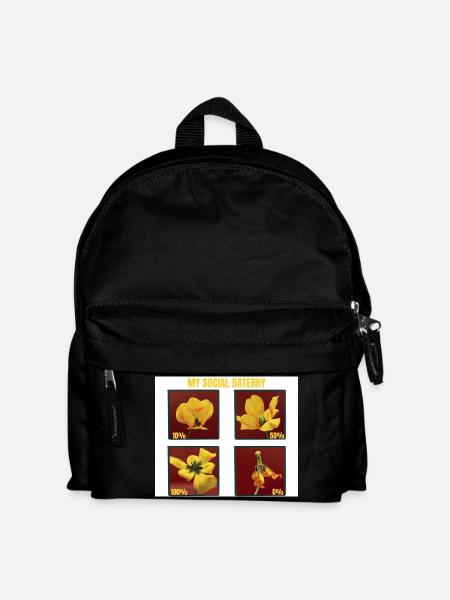 My Social Battery Funny Yellow Tulip Flower  - Kids' Backpack - black