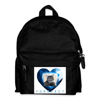 Furrfect Blue Diamond Heart Tabby Cat Aesthetic - Kids' Backpack - black - Front