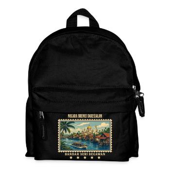 Brunei Bandar Seri Begawan Vintage Reisemarke - Kinder Rucksack - Schwarz - Vorne