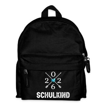 Schulkind 2026 Herz Pfeile weisses Design - Kinder Rucksack - Schwarz - Vorne