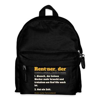 Rentner Definition Lustiger Spruch Ruhestand Rente - Kinder Rucksack - Schwarz - Vorne