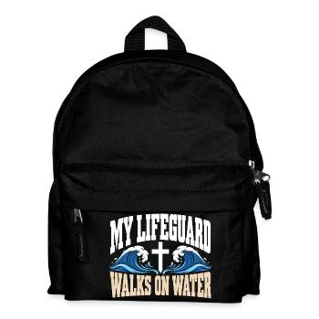 Mein Rettungsschwimmer geht auf dem Wasser, christlicher Jesus Fait - Kinder Rucksack - Schwarz - Vorne