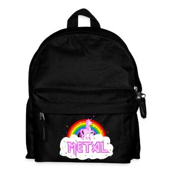 metal music heavy unicorn rainbow funny - Kids' Backpack - black - Front