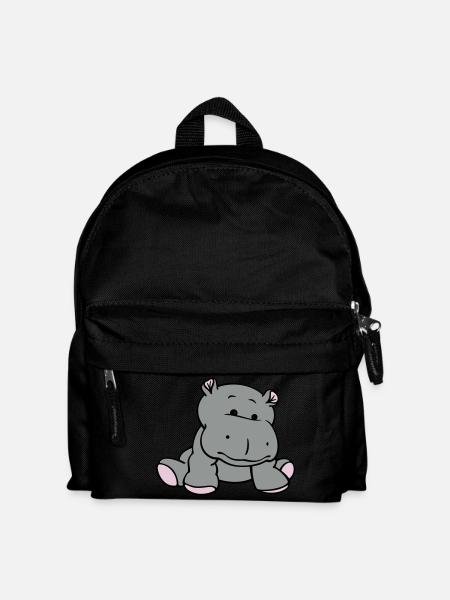 Hippo- / Nilpferd- / Flusspferd-Baby (3C) - Kinder Rucksack - Schwarz
