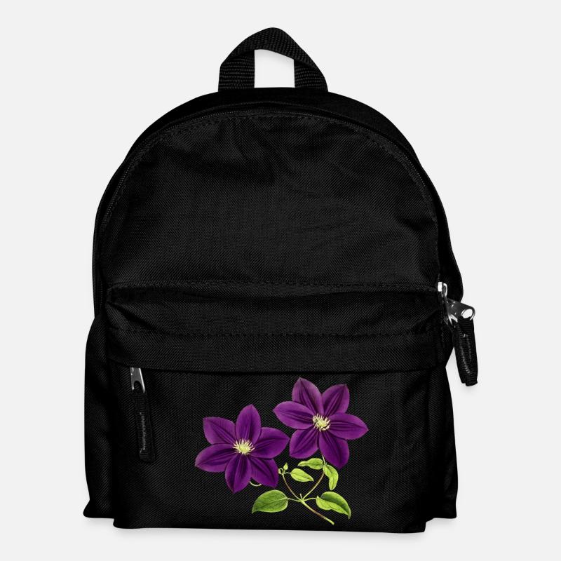 Lila Blumen - Kinder Rucksack - Schwarz