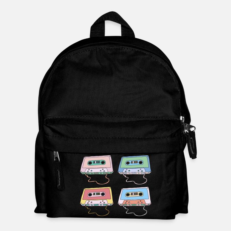 Cassette Compact Cassette Magnétique Bande rétro - Sac à dos Enfant - noir