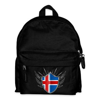 Iceland Flag Coat of Arms Silver 013 - Kids' Backpack - black - Front