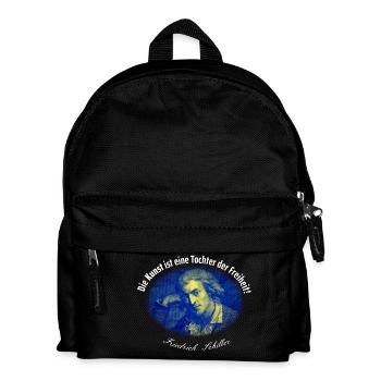 Schiller Zitat - Kunst ist Tochter der Freiheit - Kinder Rucksack - Schwarz - Vorne