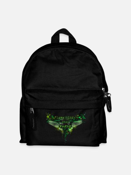 Love Life / Stay Vegan [green] - Kinder Rucksack - Schwarz