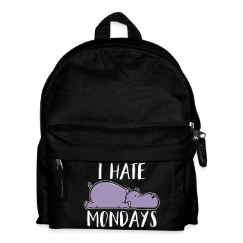 Ich hasse Montag Nilpferd I hate Mondays Bürohumor - Kinder Rucksack - Schwarz - Vorne