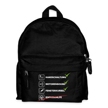 auto automobil oldtimer youngtimer Schaltung Autos - Kinder Rucksack - Schwarz - Vorne