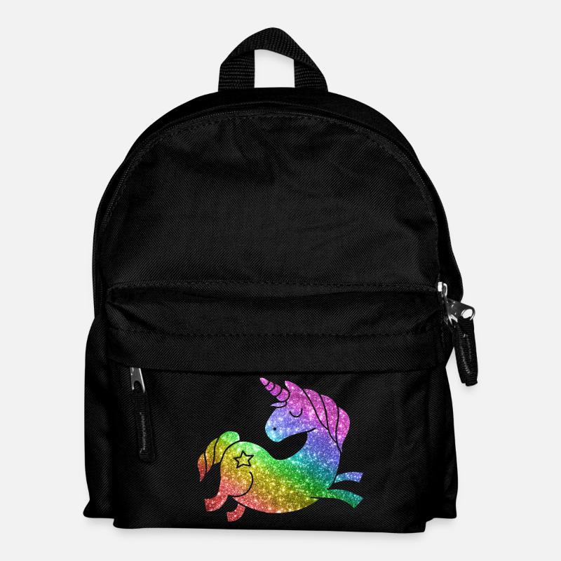 Regenbogen Glitzer Einhorn - Unicorn - Kinder Rucksack - Schwarz