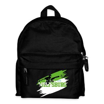Grün Weiß Wolfsburg Fussball - Kinder Rucksack - Schwarz - Vorne