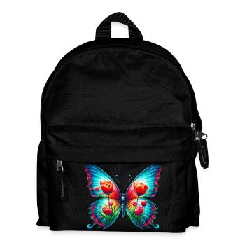 Schmetterling Blumen Tulpen Tulpe - Kinder Rucksack - Schwarz - Vorne