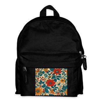 Florales Muster in den Farben der 80er Jahre - Kinder Rucksack - Schwarz - Vorne