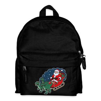 Santa Claus riding a sleigh pulled by dinosaurs - Kids' Backpack - black - Front