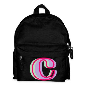 Buchstabe c mehrfarbig - originelle Geschenkidee - Kinder Rucksack - Schwarz - Vorne