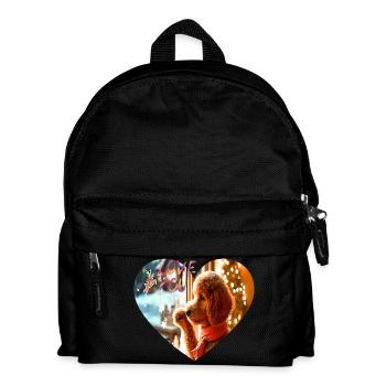 Welpenherz am Fenster - Kinder Rucksack - Schwarz - Vorne
