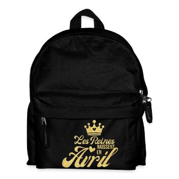 Queens are born in April golden glitter - Kids' Backpack - black - Front