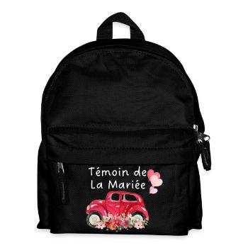 Trauzeuge der Braut Auto Blumige Braut - Kinder Rucksack - Schwarz - Vorne