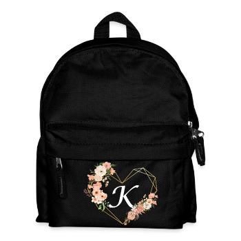 Lettre k cœur doré floral - Sac à dos Enfant - noir - Devant