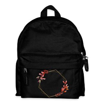 Hexagone doré à fleurs rouges et oranges - Sac à dos Enfant - noir - Devant