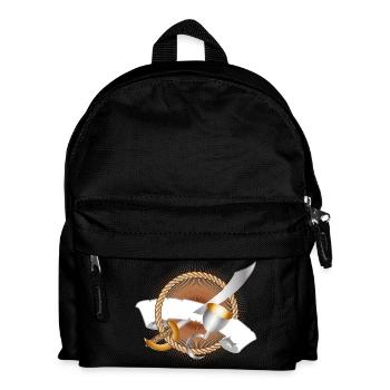 Pirate Saber & Hook Hand with Banner Adventure Motif - Kids' Backpack - black - Front