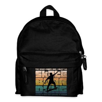 Skateboard Skaten Skate-Fan70er Retro Skater - Kinder Rucksack - Schwarz - Vorne