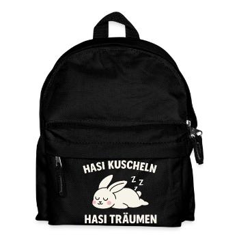 Hasi kuscheln – Hasi träumen (Schlafhase) - Kinder Rucksack - Schwarz - Vorne