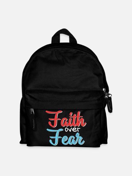 Faith Over Fear Motif Design - Kids' Backpack - black