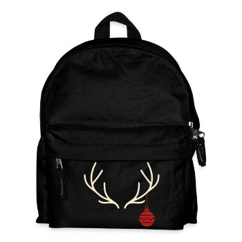 Geweih mit roter Weihnachtskugel – Yule Stil - Kinder Rucksack - Schwarz - Vorne