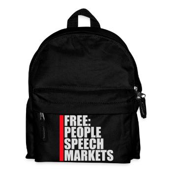 Free Speech Markets People Libertär Freiheit Logo - Kinder Rucksack - Schwarz - Vorne