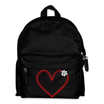 Hundepfote mit Herz - Kinder Rucksack - Schwarz - Vorne