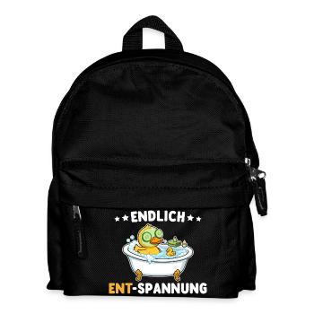 Wellness Ente Endlich Ent-Spannung Wortwitz - Kinder Rucksack - Schwarz - Vorne