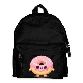 Kawaii donut with pink glaze - Kids' Backpack - black - Front