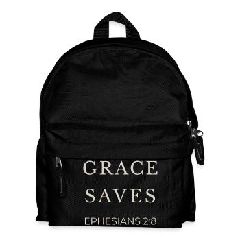 GNADE RETTET | Epheser 2 Vers 8 | Christian - Kinder Rucksack - Schwarz - Vorne