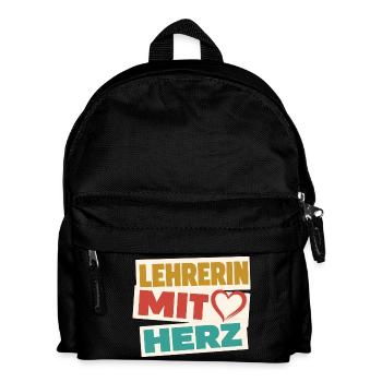 Lehrerin mit Herz!  - Kinder Rucksack - Schwarz - Vorne