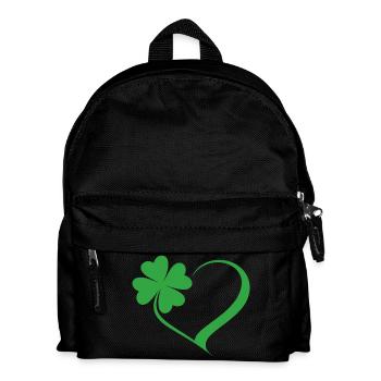 Grünes Kleeblatt Herz Design - Kinder Rucksack - Schwarz - Vorne
