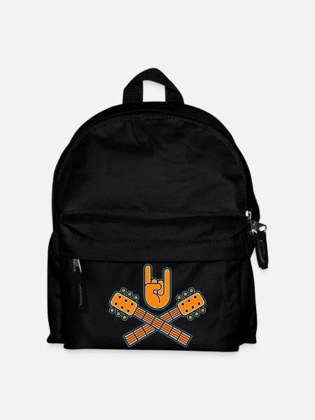 Crossed Guitars with Finger Horns - Kids' Backpack - black