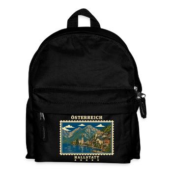 Österreich Hallstatt Vintage Reisemarke - Kinder Rucksack - Schwarz - Vorne