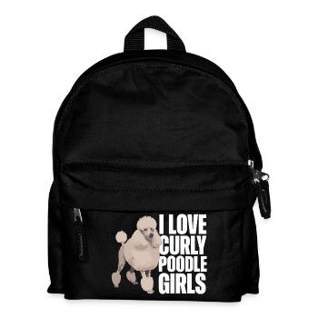 I Love Curly Poodle Girls Poodle Dog - Kids' Backpack - black - Front