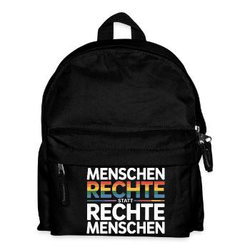Menschenrechte statt rechte Menschen Sticker  - Kinder Rucksack - Schwarz - Vorne