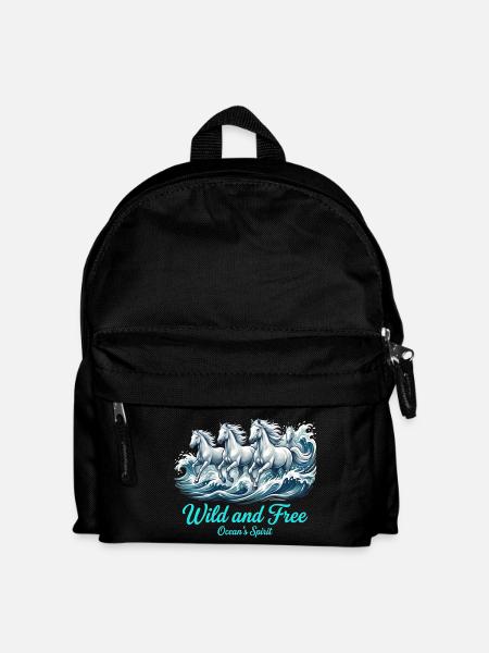 Pferde Pferd Wild and free Oceans Spirit - Kinder Rucksack - Schwarz