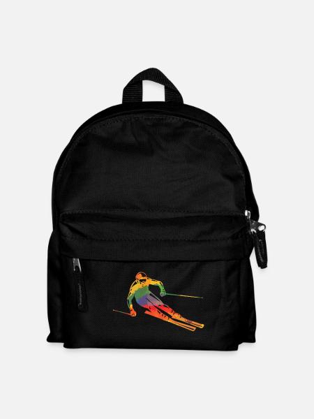 Colored skiers of long sleeve shirts - Kids' Backpack - black