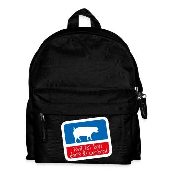 Bleu blanc rouge Humour tout est bon dans cochon - Sac à dos Enfant - noir - Devant