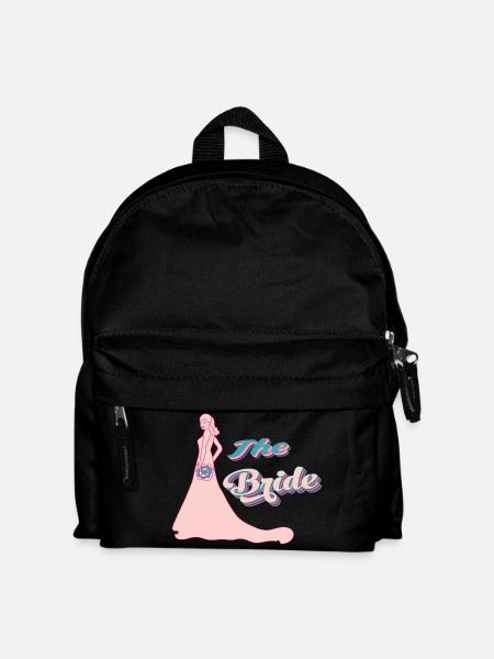 the bride retro pink typographie and silhouette - Kids' Backpack - black