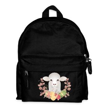 Ein niedliches Schaf mit Wolle und Stricknadeln - Kinder Rucksack - Schwarz - Vorne