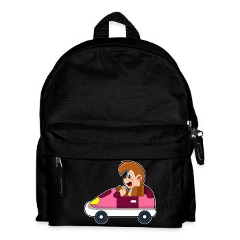 Affe Auto - Kinder Rucksack - Schwarz - Vorne