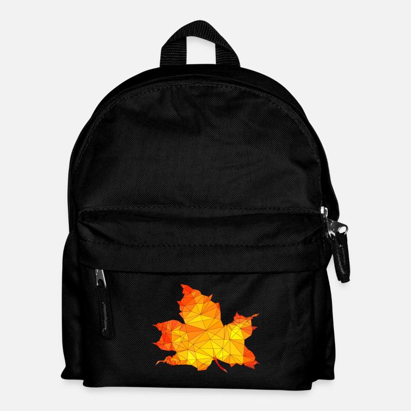 Polygonales Herbst Ahorn Baum Blatt Poly Kunst - Kinder Rucksack - Schwarz