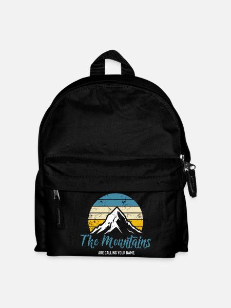 Berg Vintage Retro Sunset Sunrise Spruch Wandern - Kinder Rucksack - Schwarz